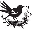 NestCraft Avian Artistry Emblem Weaver Wings Black Bird Nest Logo