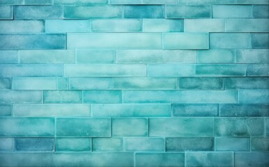 Wall Mural - The texture of the brick wall of many rows of bricks painted in blue color