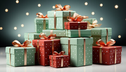 Sticker - A stack of wrapped gift boxes, vibrant and festive generated by AI