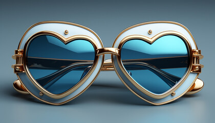 Wall Mural - Fashionable sunglasses reflect love and elegance with heart shaped lenses generated by AI