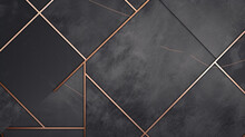 Charcoal Gray Marble, Rose Gold Geometric Lines; Modern Chic Background For Special Occasion Stationery.