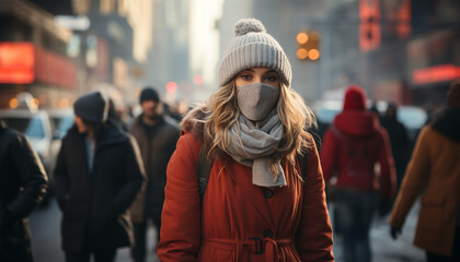 A group of young adults walking in the winter night generated by AI