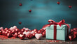 Love and celebration fill the heart shaped gift box generated by AI