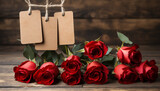 Wooden table with a fresh flower bouquet, a romantic gift generated by AI