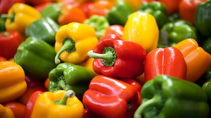 Canvas Print - sweet pepper, red, green, yellow paprika, isolated on white background. AI Generative