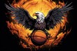 Design of eagle and basketball ball.