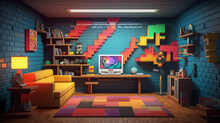 Gaming Room With Pixel Art