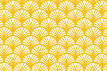Seamless Geometric Floral Pattern With Scallops And Lines
