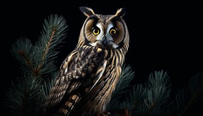 Sticker - nature wisdom in a great horned owl generated by AI