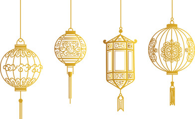 Chinese New Year background, ornate lantern decoration, vector Lunar New Year in Japanese, Korean, Vietnamese cultures, vector illustration, banner concept, Chinese lanterns, Asian New Year