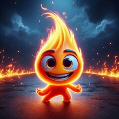 Sticker - Cute and adorable fire flame. Generative AI.