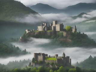 Wall Mural - ancient abandoned fortresses in mountainous areas