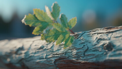 Poster - Fresh green leaves on a tree branch in the forest generated by AI