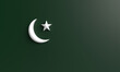 Moon star white isolated green gradient background wallpaper copy space empty pakistan day celebration festival country freedom independence asia travel tourism culture national muslim 14th march sign