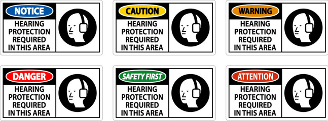 Sticker - Caution Sign Hearing Protection Required In This Area