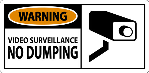 Wall Mural - Warning Sign Video Surveillance, No Dumping