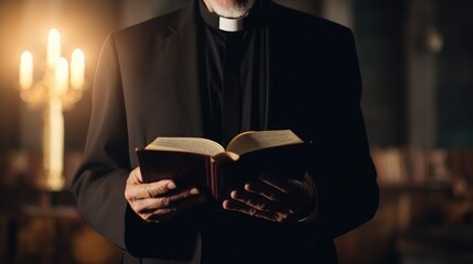 Pastor with a bible in his hands during a sermon