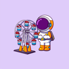 Wall Mural - Astronaut playing the mini ferris wheel