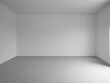 Neutral Vacant Room with Blank White Walls and Nothing, Gray Floor, for Product Mockup