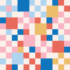 Fun Seamless Repeat Geometric Grid Pattern Bright Bold Colorful Simple Irregular Odd