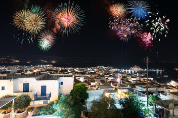 Wall Mural - Fireworks display in Mykonos, Greece