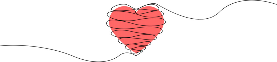 Heart line art drawing. Hand drawn heart isolated on white background. Heart sketch doodle. One line hearts. Love symbol collection continuous line. Valentine's Day symbol.