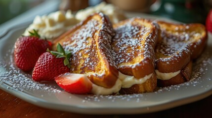 Wall Mural - orange cream cheese stuffed french toast topped with powdered sugar