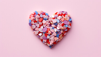 Sticker - Love in heart shape, romance on pink background generated by AI