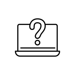 Poster - Laptop faq outline icons, minimalist vector illustration ,simple transparent graphic element .Isolated on white background