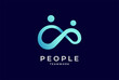 People logo design, human with infinity icon combination, people Logo design template element, vector illustration