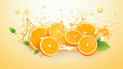 Wall Mural - fruit background with paper cut style of lemon juice splashes and drops