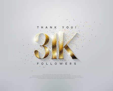 Luxury greeting 31k followers thank you, with elegant gold numbers.