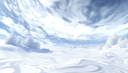 Poster - Blue wave flowing in snowy mountain landscape generated by AI