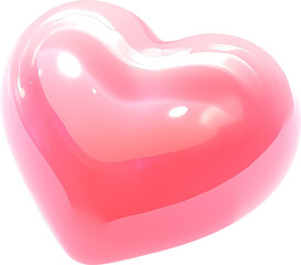 Poster - 3d style pink heart isolated on transparent background. PNG