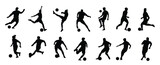 Fototapeta  - soccer player silhouette illustration. vector set of football (soccer) players