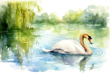 Wall Mural - Bird grace elegance feather water white beauty nature wild animal lake wildlife