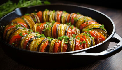 Poster - Grilled vegetarian meal with fresh organic vegetables generated by AI