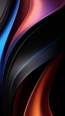 Poster - abstract colored blue purple red waves on black background, wallpaper