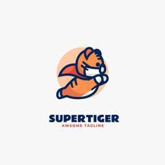 Wall Mural - Vector Logo Illustration Super Tiger Mascot Cartoon Style.