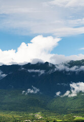 Sticker - Landscape of mountain covered fog