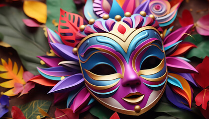 Colorful masks disguise the beauty of traditional cultures generated by AI