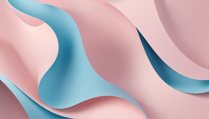 Poster - modern pale pink and light blue wavy lines background