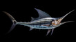 swordfish on black background, isolated. Generative AI