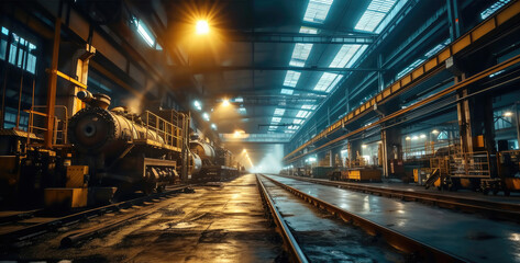 Poster - An industry manufacturing machine in a large factory. Generative AI.