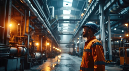 Aufkleber - Engineer working at industry manufacturing. Generative AI.