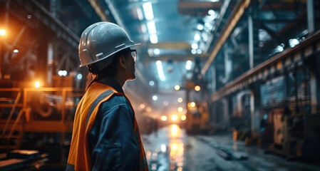 Aufkleber - Engineer working at industry manufacturing. Generative AI.