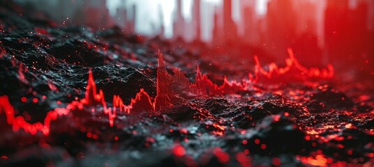 Poster - Finance crisis diagram chart stock market business background. Generative AI technology.	
