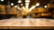 The empty wooden table top with blur background of factory. Exuberant image. generative AI