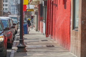 Wall Mural -  old sidewalk street view in Boston 