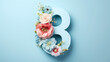 Women's Day concept with flowers outlining the number 8 for March Eighth